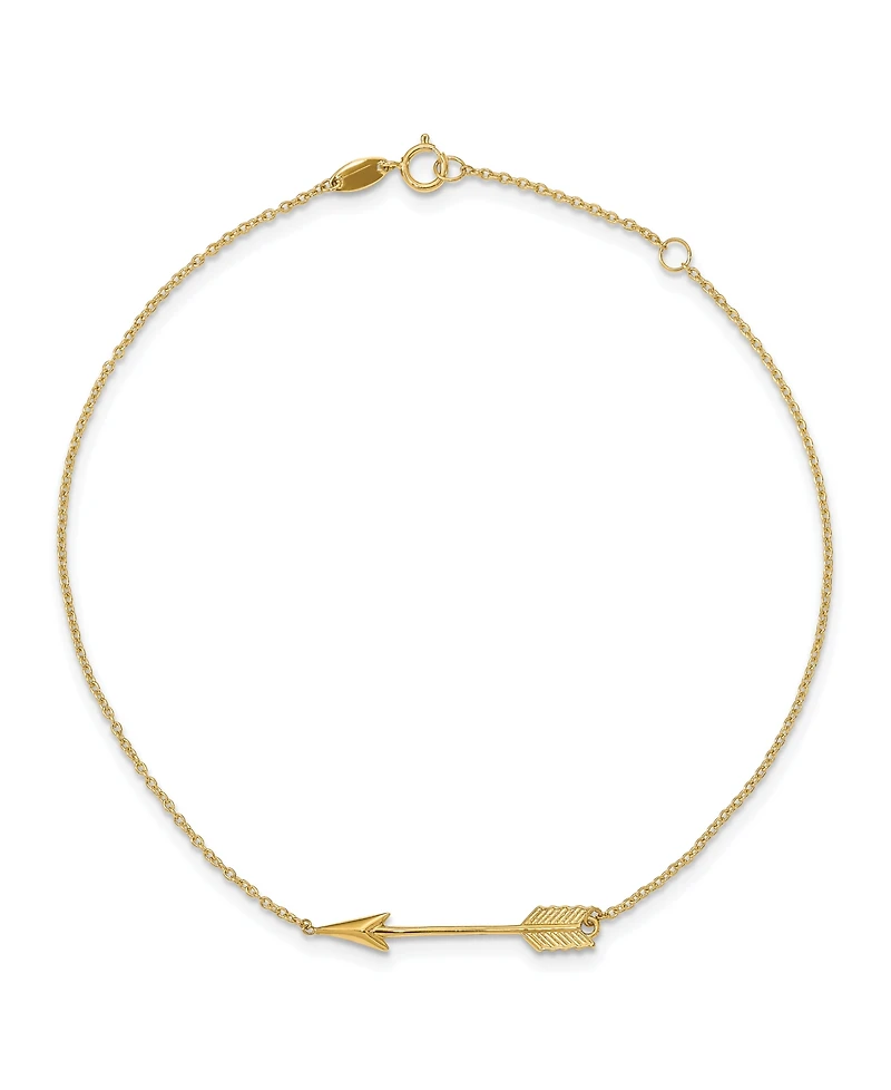 Polished Arrow Anklet in 14k Yellow Gold
