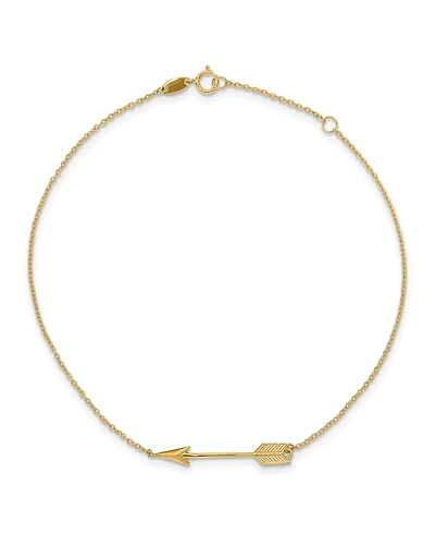 Polished Arrow Anklet in 14k Yellow Gold