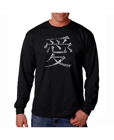 La Pop Art Men's Word Long Sleeve T-Shirt- The Love 44 Languages