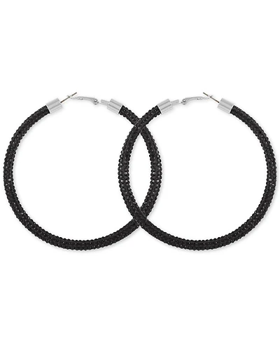 Guess Large Pave Hoop Earrings 3"