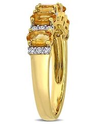 Citrine (1-1/6 ct. t.w.) and Diamond (1/6 Semi Eternity Ring 14k Yellow Gold