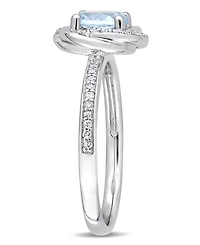 Blue Topaz (1 ct. t.w.) and Diamond (1/6 Swirl Ring 10k White Gold
