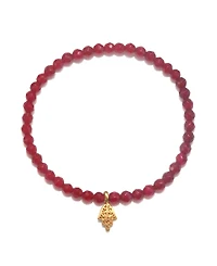 Satya Jewelry Fuchsia Agate Gold Hamsa Stretch Bracelet