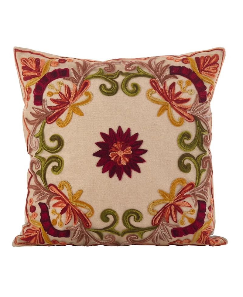 Saro Lifestyle Embroidered Decorative Pillow, 18" x 18"