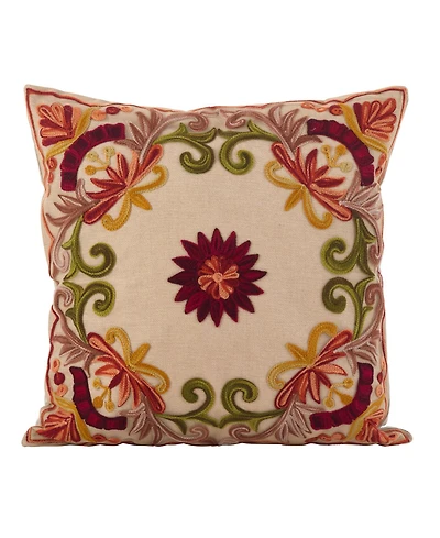 Saro Lifestyle Embroidered Decorative Pillow, 18" x 18"