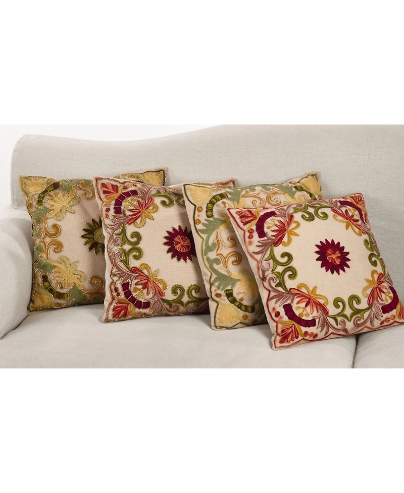 Saro Lifestyle Embroidered Decorative Pillow, 18" x 18"