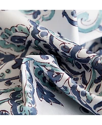 Hlc.me Amalfi Paisley Faux Silk 100% Blackout Room Darkening Thermal Lined Curtain Grommet Panels for Bedroom