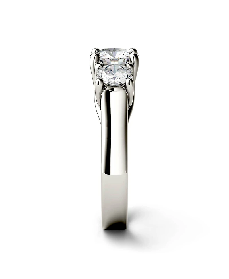 Moissanite Three Stone Ring 2 ct. t.w. Diamond Equivalent 14k White Gold or Yellow