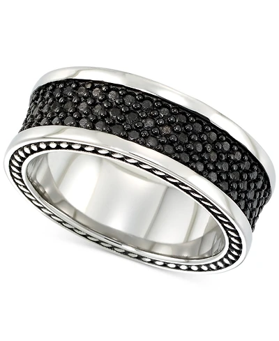 Legacy for Men by Simone I. Smith Men's' Black Ion-Plated Ring Stainless Steel