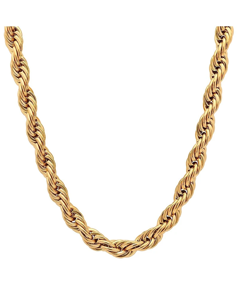 Steeltime Men's 18k gold Plated Stainless Steel Rope Chain 30" Necklace