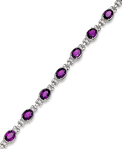 Sterling Silver Bracelet, Amethyst Oval Link Bracelet (11 ct. t.w.)