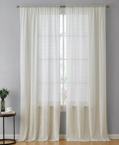 Hlc.me Monaco Premium Soft Decorative Ombre Lace Semi Sheer Light Filtering Rod Pocket Window Treatment Curtain Drapery Panels for Bedroom & Living Ro