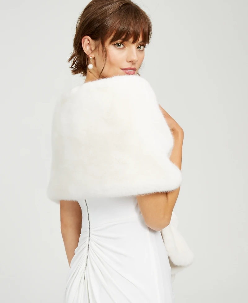 Adrianna Papell Embellished Faux-Fur Shrug