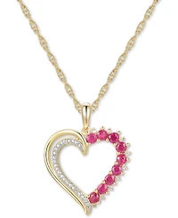 Ruby (1/2 ct. t.w.) & Diamond (1/20 ct. t.w.) Open Heart 18" Pendant Necklace in 14k Gold-Plated Sterling Silver