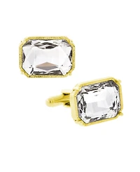 1928 Jewelry 14K Gold Plated Rectangle Crystal Cufflinks