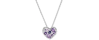 Amethyst (1-1/5 ct. t.w.) & Iolite (1/5 ct. t.w.) Open Heart 18" Pendant Necklace in Sterling Silver