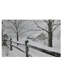 Northlight Large Fiber Optic Lighted Snowy Winter Cabin Canvas Wall Art, 15.75" x 23.5"