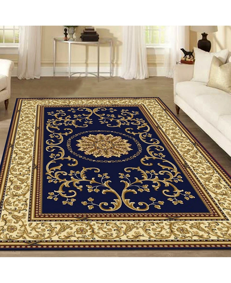 Closeout! Km Home 1419/1341/Navy Navelli Blue 5'5" x 8'3" Area Rug