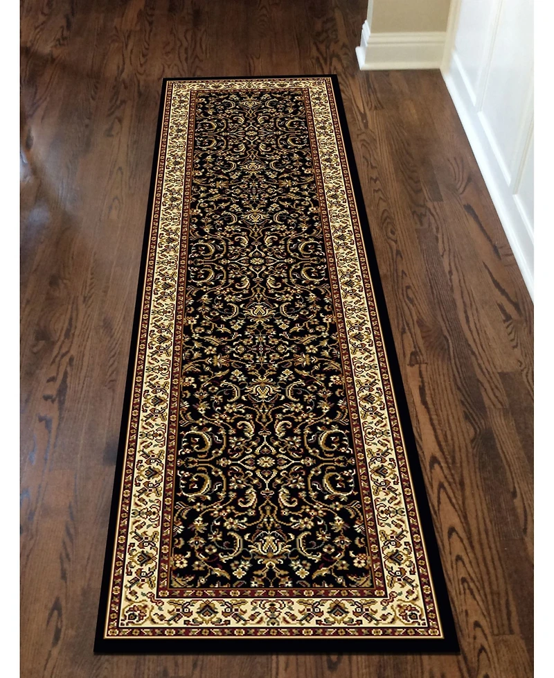 Closeout! Km Home 1318/1523/Black Navelli Black 2'2" x 8' Runner Rug