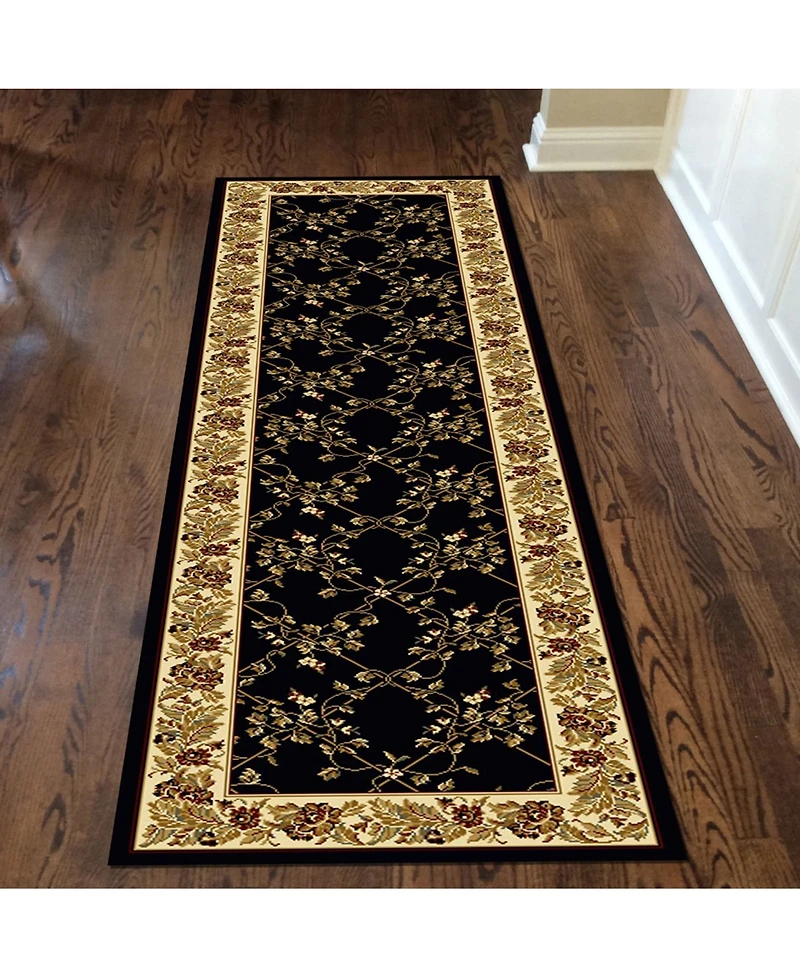 Closeout! Km Home 1427/1724/Black Navelli Black 2'2" x 8' Runner Rug