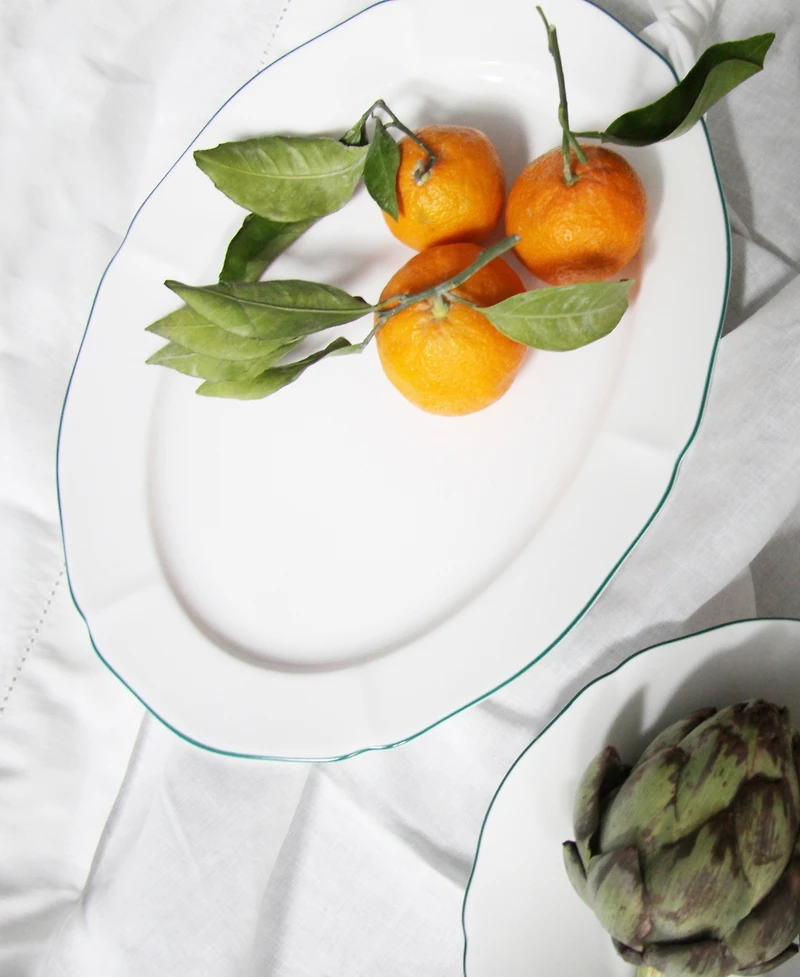 Twig New York Amelie Forest Green Rim 14" Oval Platter