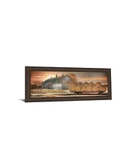 Classy Art Sunset on The Farm by Lori Dieter Framed Print Wall Art - 18" x 42"