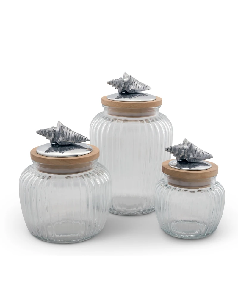 Arthur Court Canister Glass for Kitchen with Rubber Airtight Seal for Food Storage Shell Ocean Knob