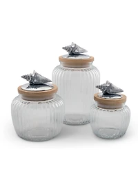 Arthur Court Canister Glass for Kitchen with Rubber Airtight Seal for Food Storage Shell Ocean Knob