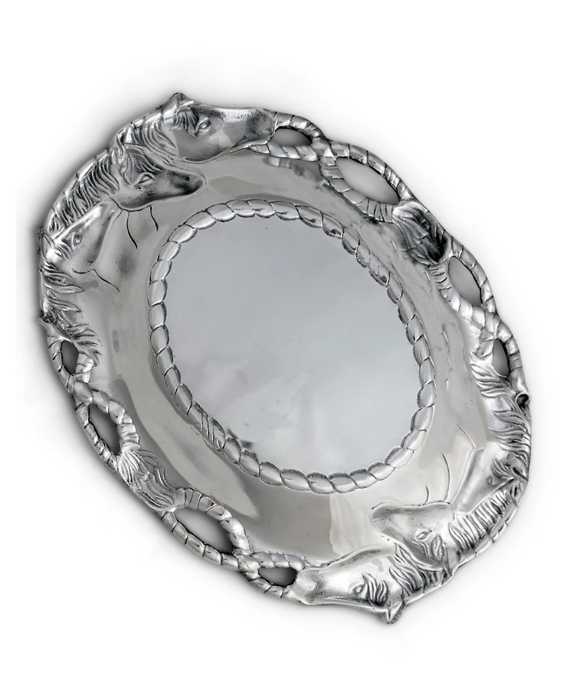 Arthur Court Designs Aluminum Horse Oval Tray