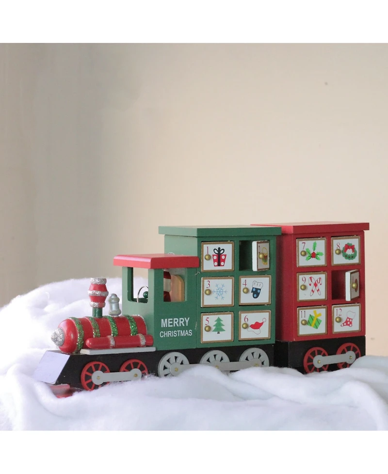 Northlight 16.5" Red and Green Decorative Elegant Advent Calendar Locomotive