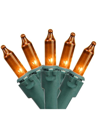 Northlight Set of 100 Orange Mini Incandescent Christmas Lights 2.5" Spacing - Green Wire