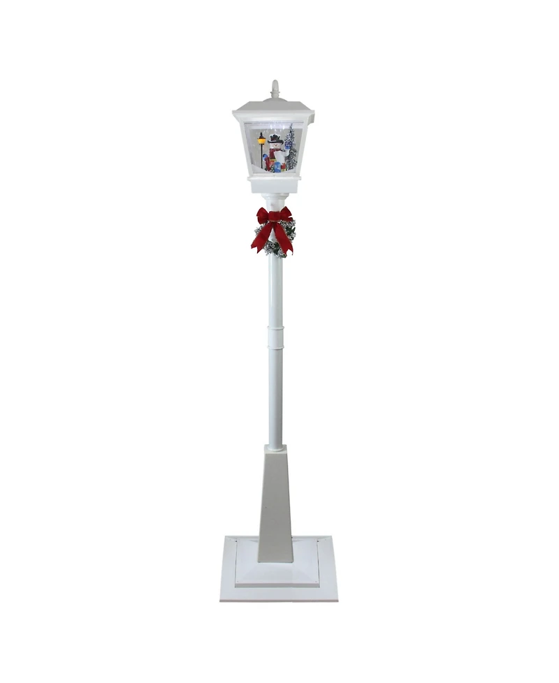 Northlight 70.75" White Lighted Musical Snowman Vertical Snowing Christmas Street Lamp