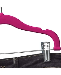 10 Pack Clothes Hangers with Clips in Pink - Ultra Thin No Slip Hangers for Skirts, Pants or Dresses