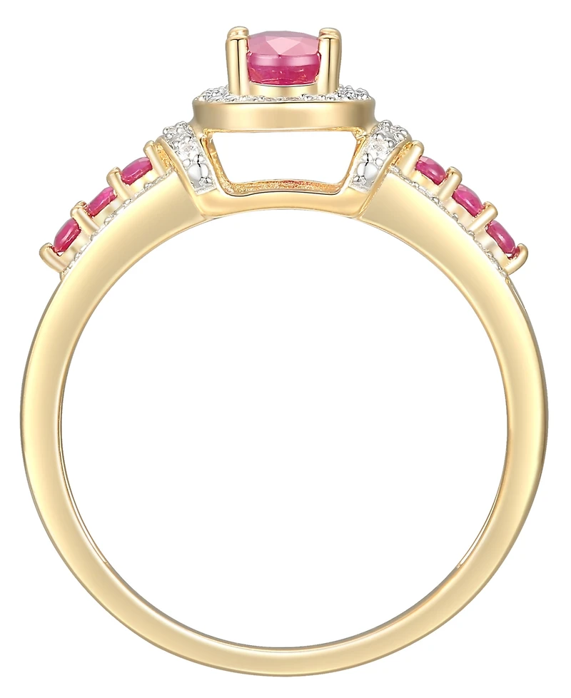 Ruby (3/4 ct. t.w.) & Diamond (1/10 ct. t.w.) Ring in 14k Gold-Plated Sterling Silver