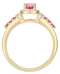 Ruby (3/4 ct. t.w.) & Diamond (1/10 ct. t.w.) Ring in 14k Gold-Plated Sterling Silver