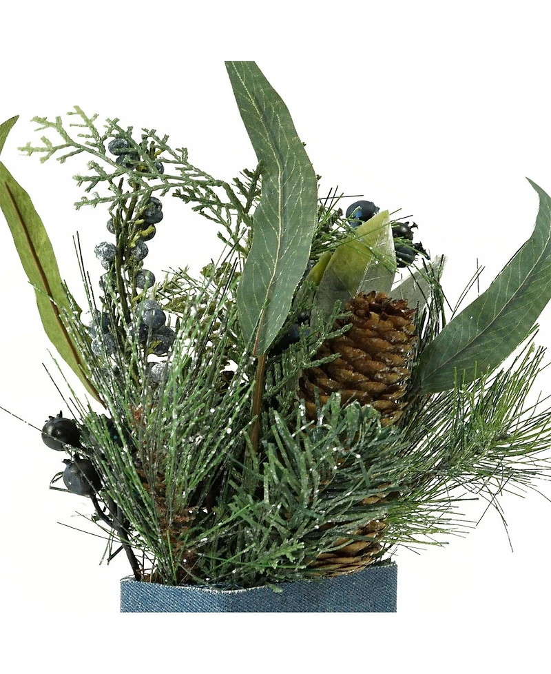 Northlight 13" Square Potted Frosted Blueberry and Pine Artificial Christmas Arrangement