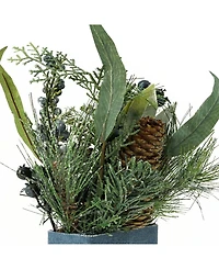 Northlight 13" Square Potted Frosted Blueberry and Pine Artificial Christmas Arrangement