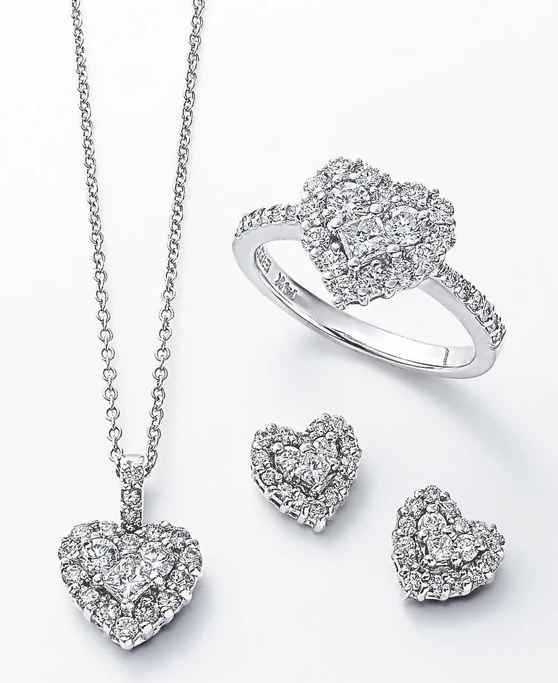 Effy Diamond Heart Stud Earrings (1/2 ct. t.w.) in 14k White Gold (Also available in Yellow Gold)