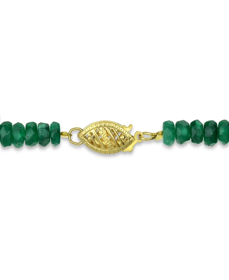 Gemstone and Cultured Pearl (9-10 mm) Strand Necklace 14k Yellow Gold (Available Ruby (80-1/2 ct. t.w), Sapphire t.w.), Emerald