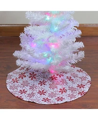 Northlight 20" White and Red Glitter Snowflake Mini Burlap Christmas Tree Skirt