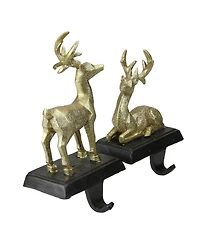 Northlight Set of 2 Gold Reindeer Glittered Christmas Stocking Holders 8.5"
