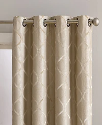 Hlc.me Versailles Lattice Flocked 100% Complete Blackout Thermal Insulated Window Curtain Grommet Panels, Energy Savings & Soundproof