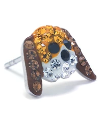 Multicolor Crystal Pave Dog Head Stud Earrings in Sterling Silver