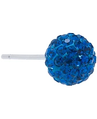 Crystal 8mm Pave Earrings in Sterling Silver. Available in Clear, Blue, Light Blue or Multi