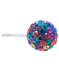 Multicolor Crystal Pave Ball Cluster Stud Earrings Sterling Silver (Also Available Silver)