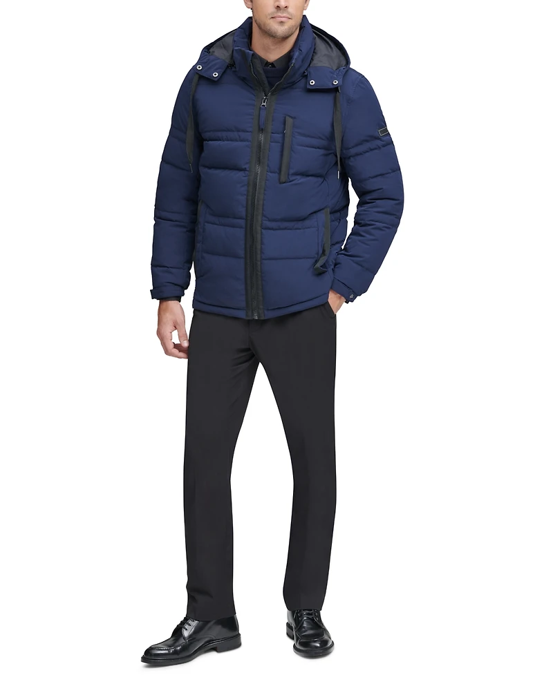Marc New York Men's Huxley Crinkle Down Jacket with Removable Hood