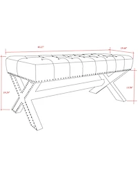 Inspired Home Louis Tufted Nailhead Bench with X-Legs