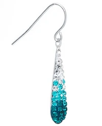 Crystal Pave Tear-Shape Drop Earrings Sterling Silver
