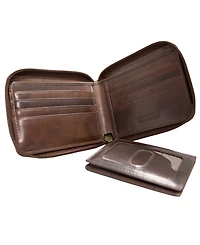 Men's Mancini Boulder Collection Rfid Secure Zippered Wallet with Removable Passcase