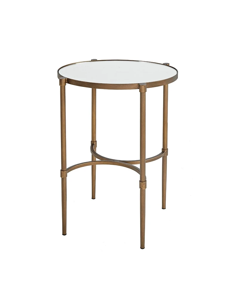 Martha Stewart Lia Vintage 18"W Oval Tempered Glass-Top Accent Table with Metal Base